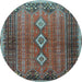 Round Persian Light Blue Traditional Rug, tr2825lblu