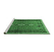 Sideview of Machine Washable Persian Emerald Green Traditional Area Rugs, wshtr2825emgrn