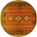 Round Persian Yellow Traditional Rug, tr2825yw