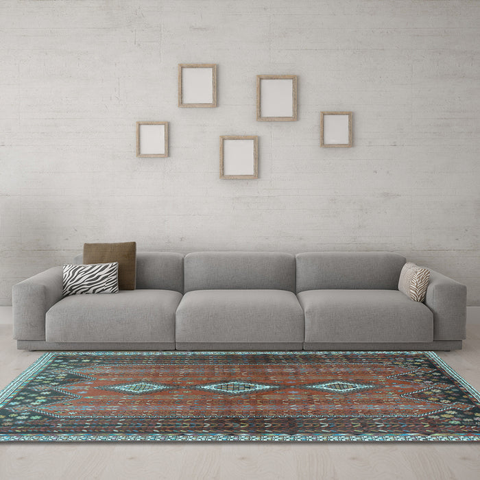 Machine Washable Persian Light Blue Traditional Rug in a Living Room, wshtr2825lblu