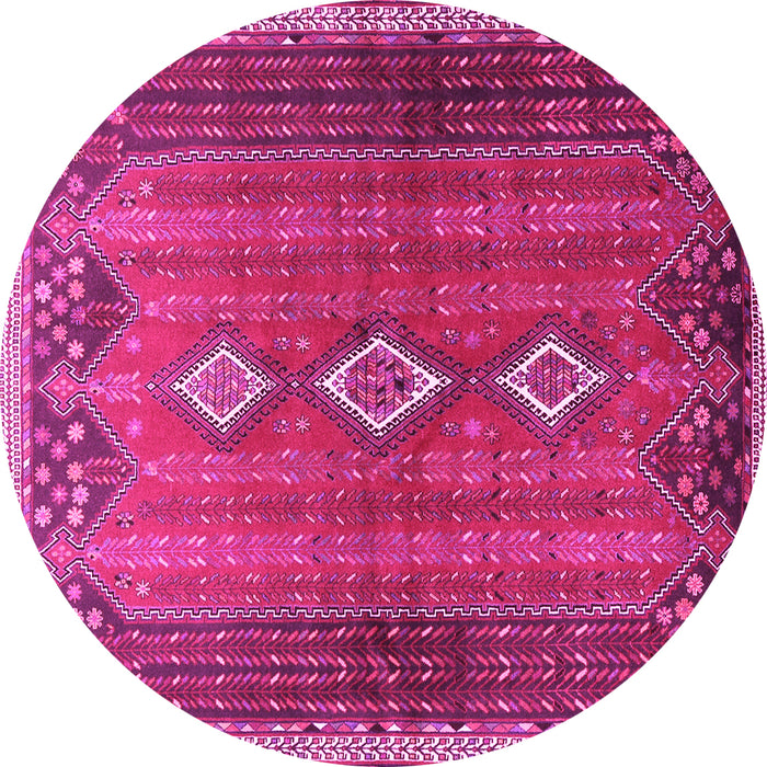 Round Machine Washable Persian Pink Traditional Rug, wshtr2825pnk