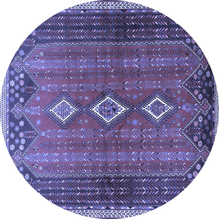 Round Machine Washable Persian Blue Traditional Rug, wshtr2825blu