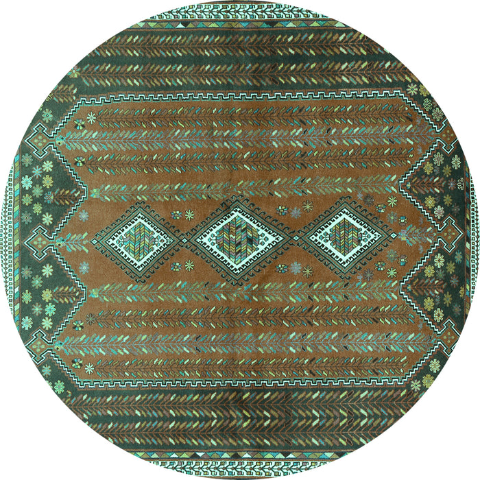 Round Machine Washable Persian Turquoise Traditional Area Rugs, wshtr2825turq