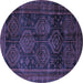 Round Machine Washable Persian Blue Traditional Rug, wshtr2826blu