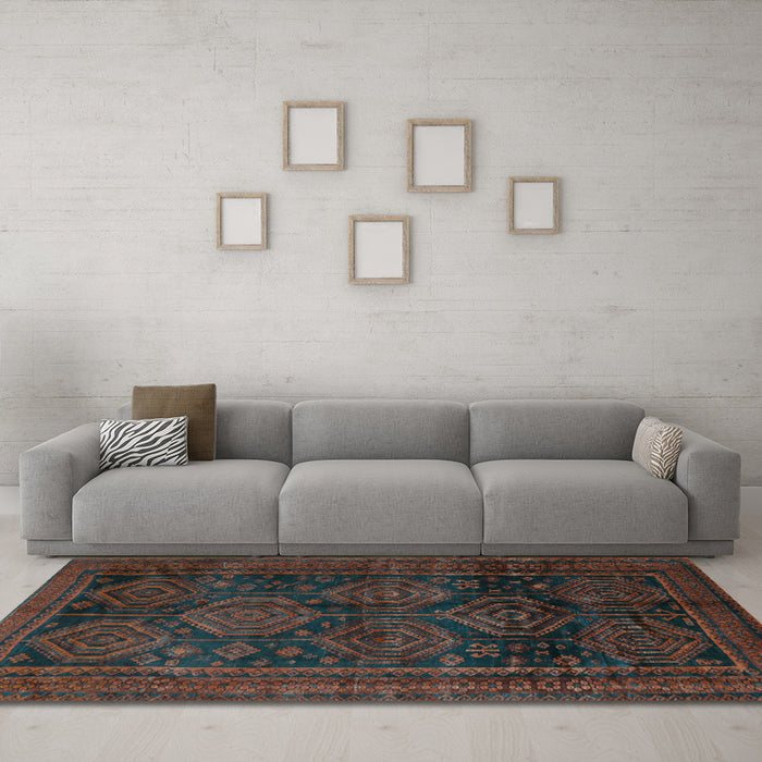 Machine Washable Persian Light Blue Traditional Rug in a Living Room, wshtr2826lblu