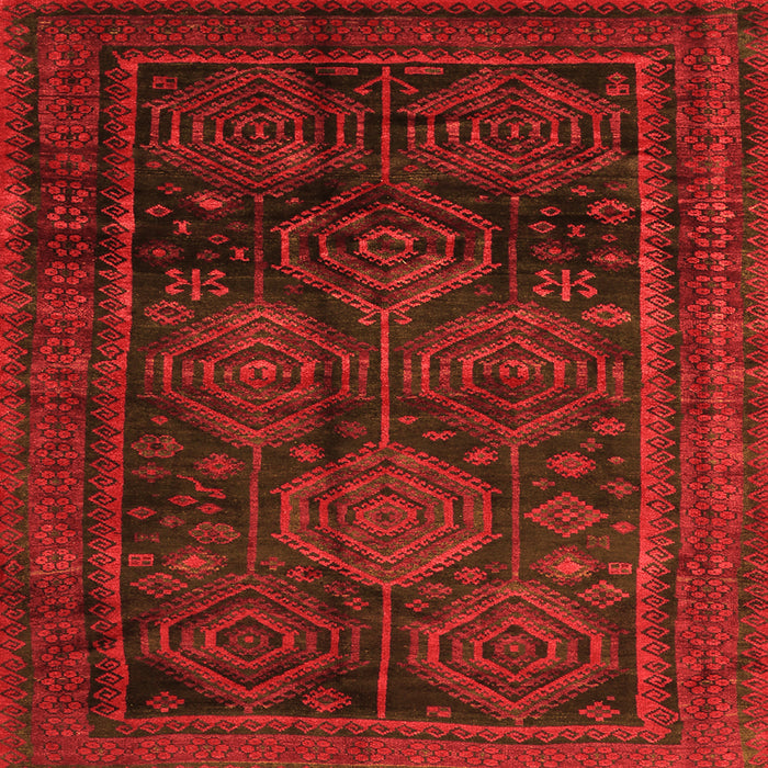 Round Machine Washable Persian Orange Traditional Area Rugs, wshtr2826org