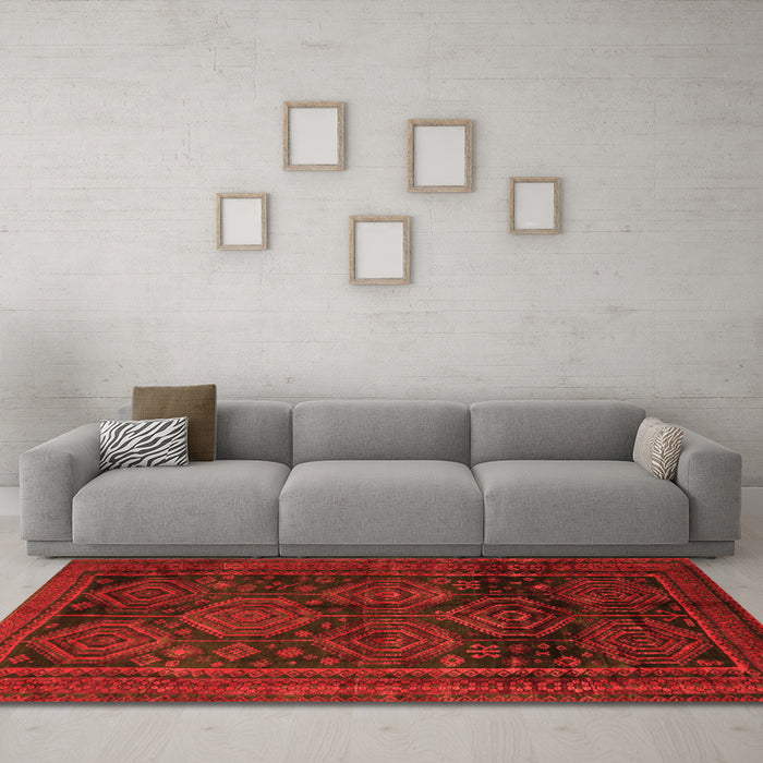 Machine Washable Persian Orange Traditional Area Rugs in a Living Room, wshtr2826org
