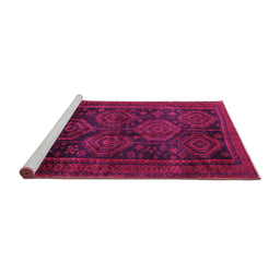 Sideview of Machine Washable Persian Pink Traditional Rug, wshtr2826pnk