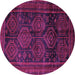 Round Machine Washable Persian Purple Traditional Area Rugs, wshtr2826pur