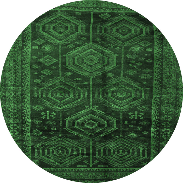 Round Machine Washable Persian Emerald Green Traditional Area Rugs, wshtr2826emgrn