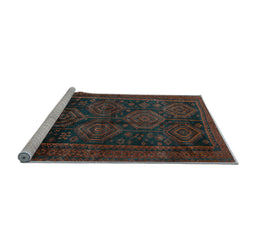 Sideview of Machine Washable Persian Light Blue Traditional Rug, wshtr2826lblu