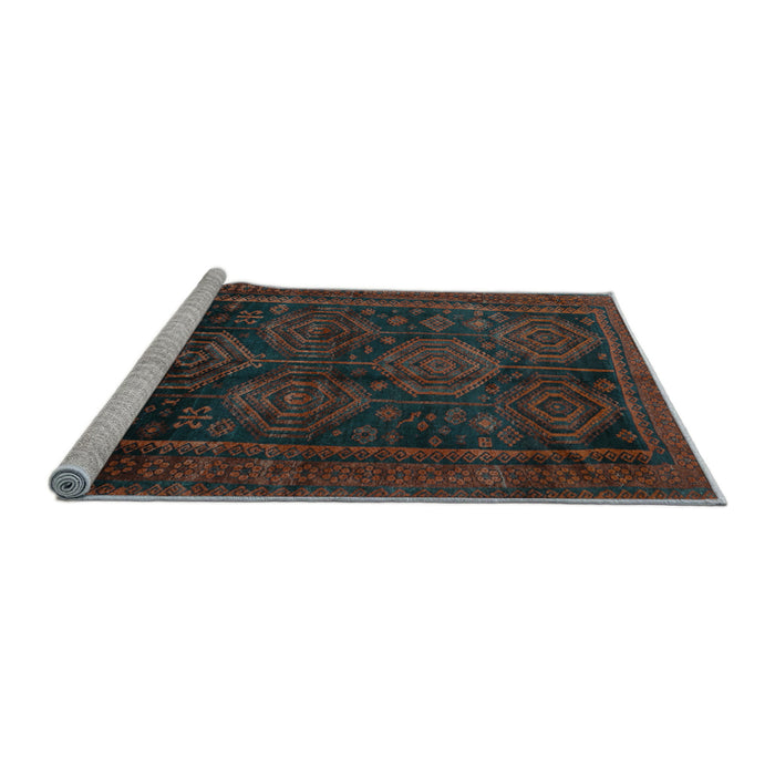 Sideview of Machine Washable Persian Light Blue Traditional Rug, wshtr2826lblu