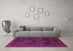 Machine Washable Persian Purple Traditional Area Rugs in a Living Room, wshtr2826pur