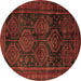 Round Persian Brown Traditional Rug, tr2826brn