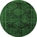 Round Persian Emerald Green Traditional Rug, tr2826emgrn