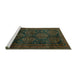 Sideview of Machine Washable Persian Turquoise Traditional Area Rugs, wshtr2826turq