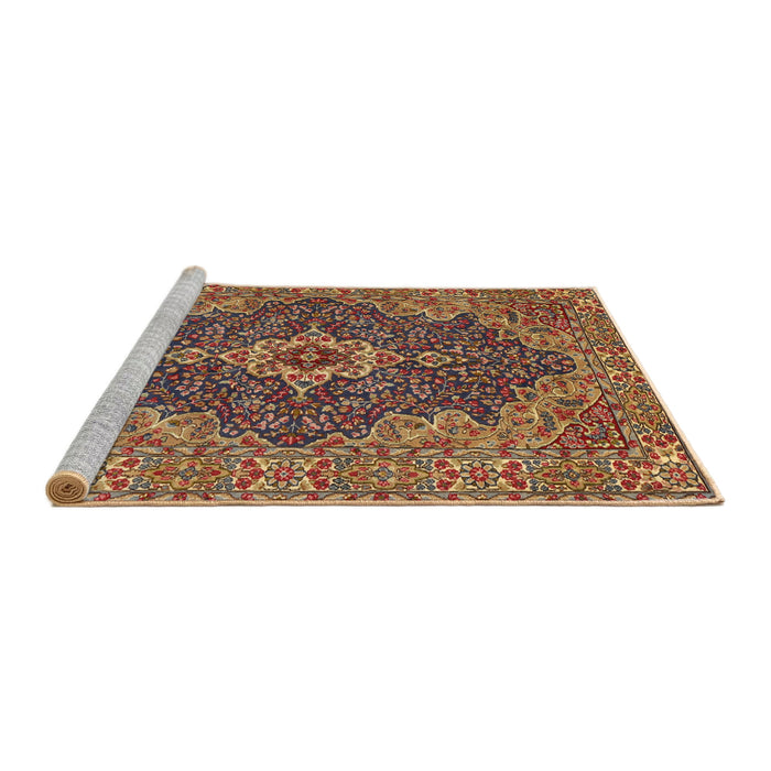 Sideview of Machine Washable Traditional Brown Red Rug, wshtr2827