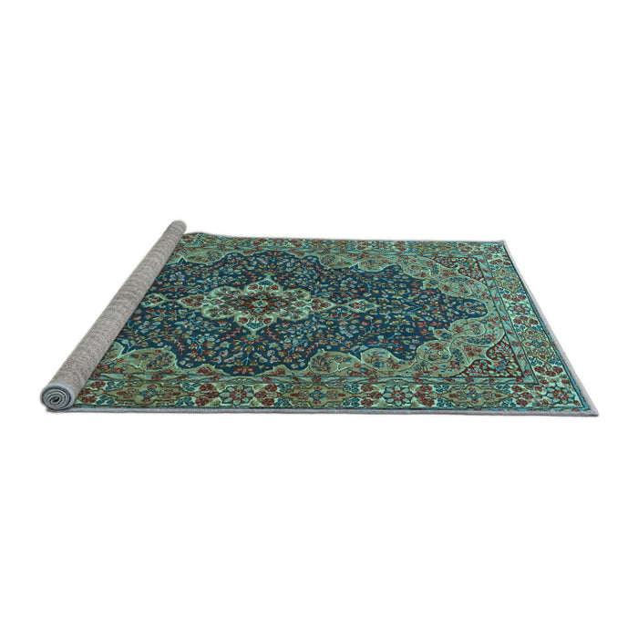 Sideview of Machine Washable Persian Light Blue Traditional Rug, wshtr2827lblu