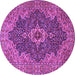 Round Machine Washable Persian Purple Traditional Area Rugs, wshtr2827pur