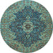 Round Persian Light Blue Traditional Rug, tr2827lblu