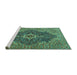 Sideview of Machine Washable Persian Turquoise Traditional Area Rugs, wshtr2827turq