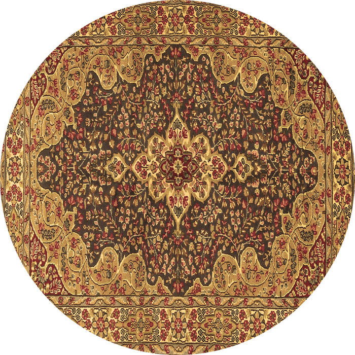 Round Persian Brown Traditional Rug, tr2827brn