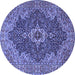 Round Machine Washable Persian Blue Traditional Rug, wshtr2827blu