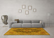 Machine Washable Persian Yellow Traditional Rug in a Living Room, wshtr2827yw