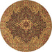 Round Machine Washable Persian Brown Traditional Rug, wshtr2827brn