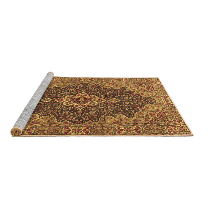 Sideview of Machine Washable Persian Brown Traditional Rug, wshtr2827brn