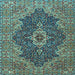 Square Machine Washable Persian Light Blue Traditional Rug, wshtr2827lblu