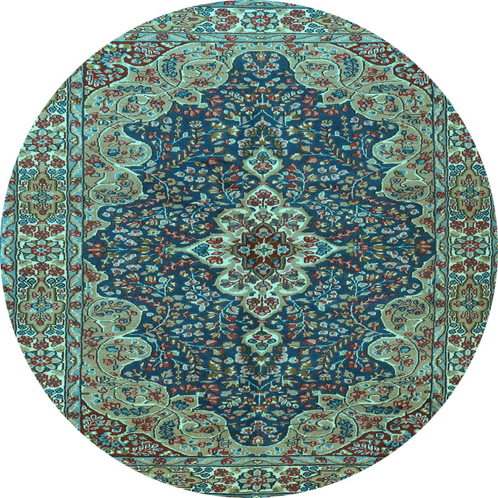 Round Machine Washable Persian Light Blue Traditional Rug, wshtr2827lblu