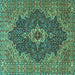 Square Machine Washable Persian Turquoise Traditional Area Rugs, wshtr2827turq