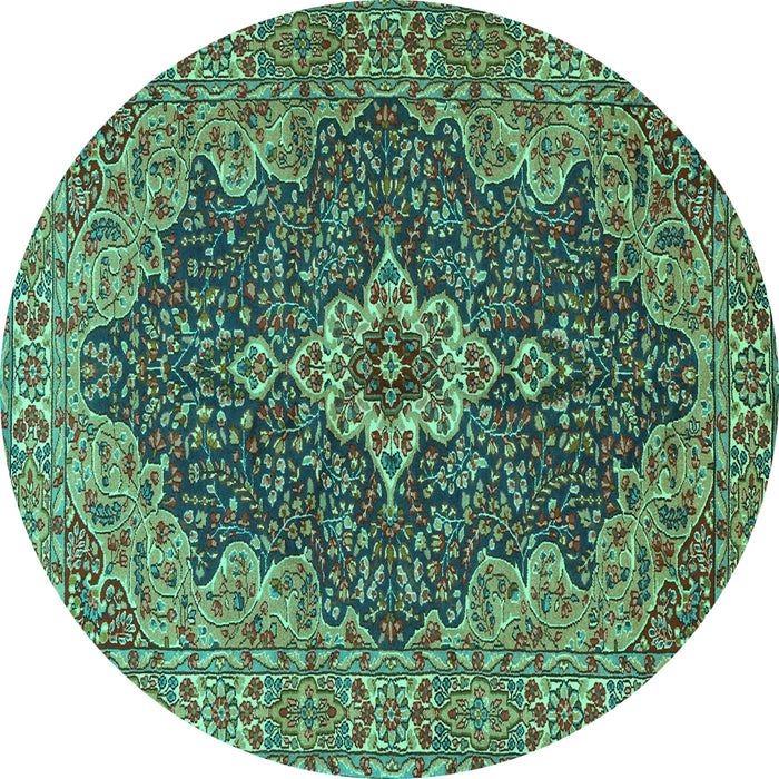 Round Persian Turquoise Traditional Rug, tr2827turq