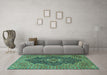 Machine Washable Persian Turquoise Traditional Area Rugs in a Living Room,, wshtr2827turq