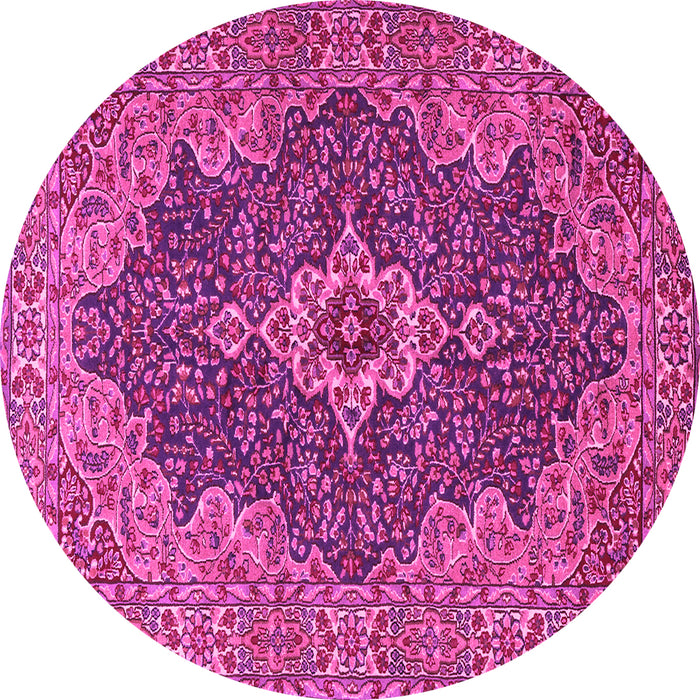 Round Machine Washable Persian Pink Traditional Rug, wshtr2827pnk