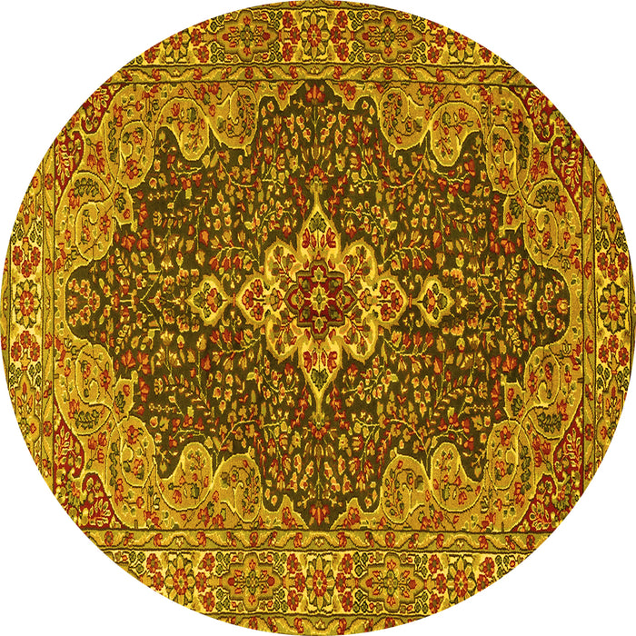 Round Persian Yellow Traditional Rug, tr2827yw
