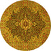Round Persian Yellow Traditional Rug, tr2827yw
