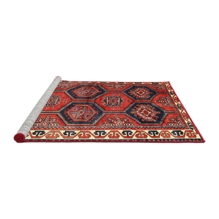 Sideview of Machine Washable Traditional Dark Almond Brown Rug, wshtr2828