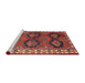 Sideview of Machine Washable Traditional Dark Almond Brown Rug, wshtr2828