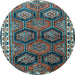 Round Machine Washable Persian Light Blue Traditional Rug, wshtr2828lblu