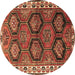 Round Persian Brown Traditional Rug, tr2828brn