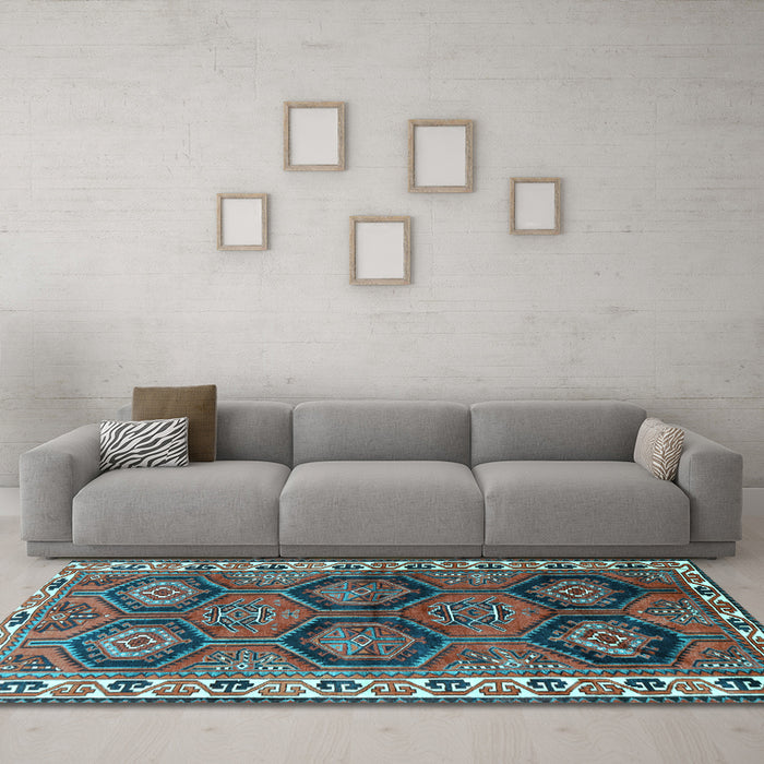 Machine Washable Persian Light Blue Traditional Rug in a Living Room, wshtr2828lblu