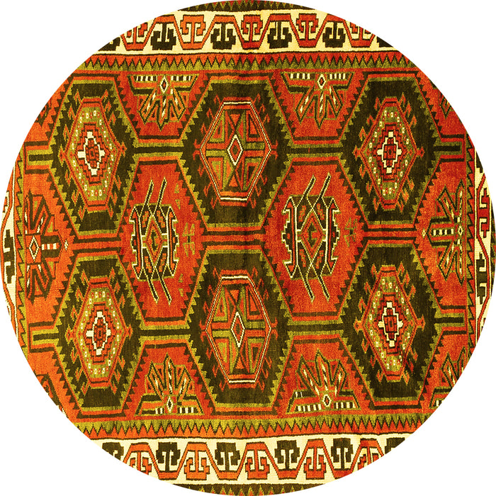 Round Persian Yellow Traditional Rug, tr2828yw