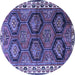 Round Machine Washable Persian Blue Traditional Rug, wshtr2828blu