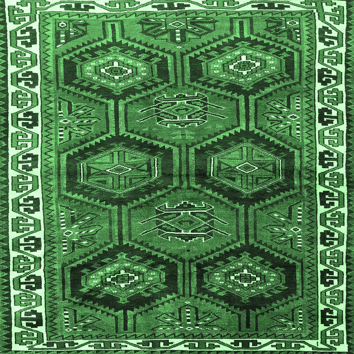 Square Machine Washable Persian Emerald Green Traditional Area Rugs, wshtr2828emgrn