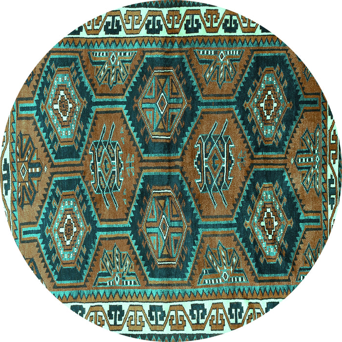 Round Persian Turquoise Traditional Rug, tr2828turq