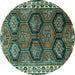 Round Persian Turquoise Traditional Rug, tr2828turq