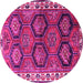 Round Machine Washable Persian Pink Traditional Rug, wshtr2828pnk