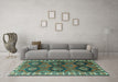 Machine Washable Persian Turquoise Traditional Area Rugs in a Living Room,, wshtr2828turq